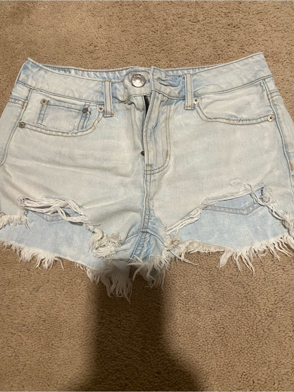 American Eagle Outfitters Light Blue Distressed Denim Cutoff Shorts
